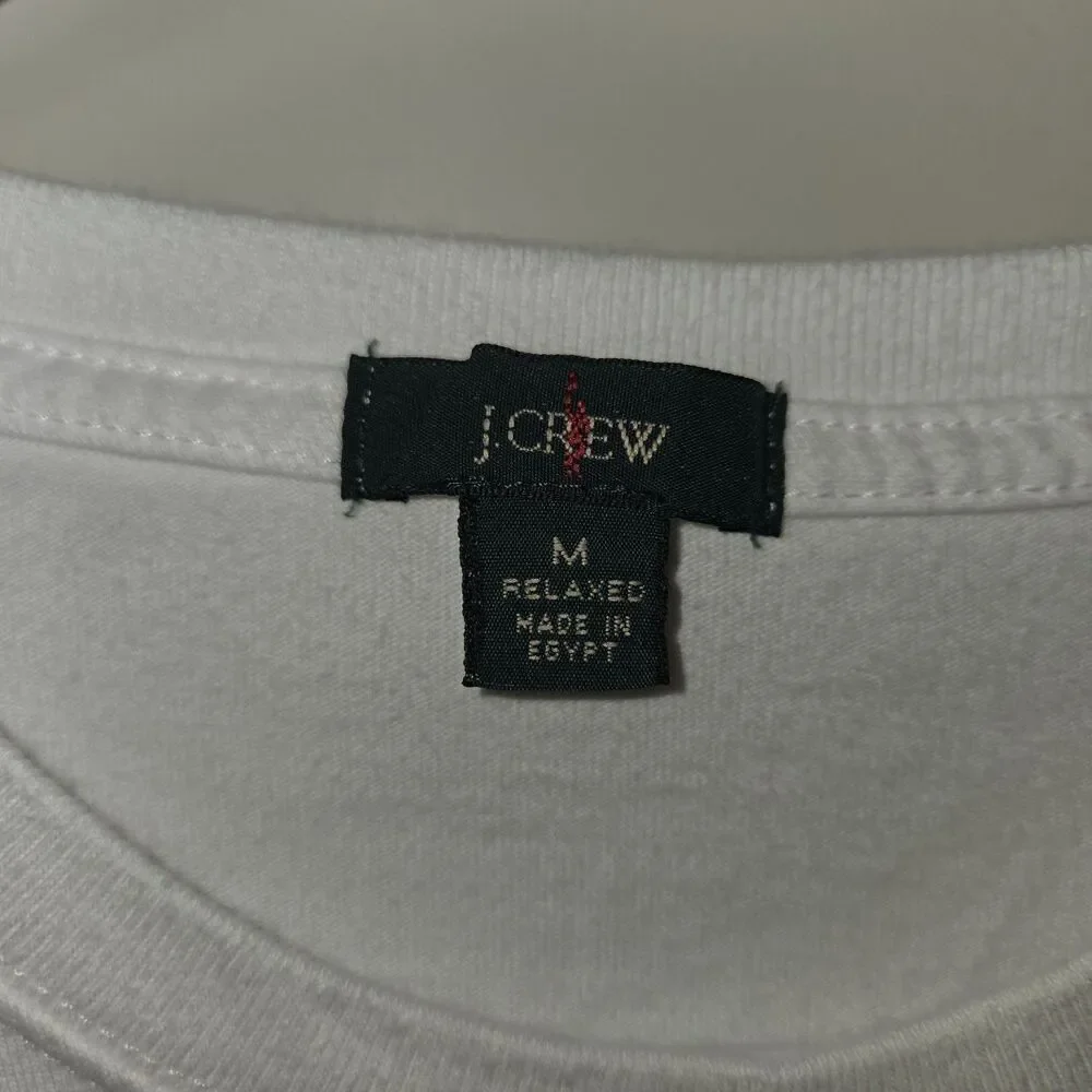 J.Crew Men’s Medium Relaxed Long-Sleeve Premium-Weight Cotton T-Shirt White BS24
